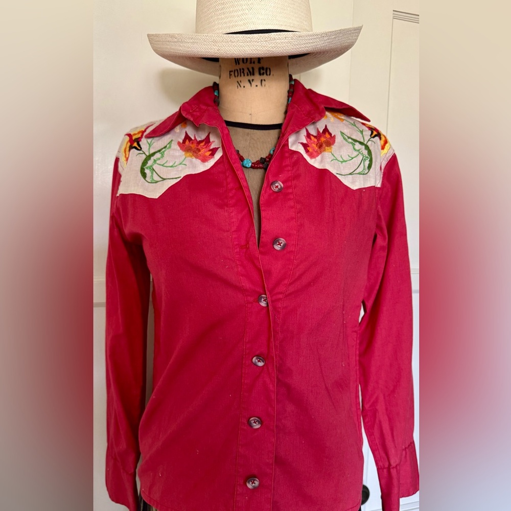 Western Red Embroidered ladies/girl Shirt, MCM